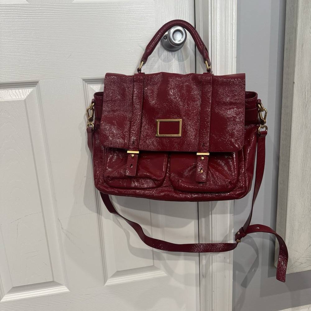 Marc By Marc Jacobs Werdie Red Patent Leather Tote Messenger Bag